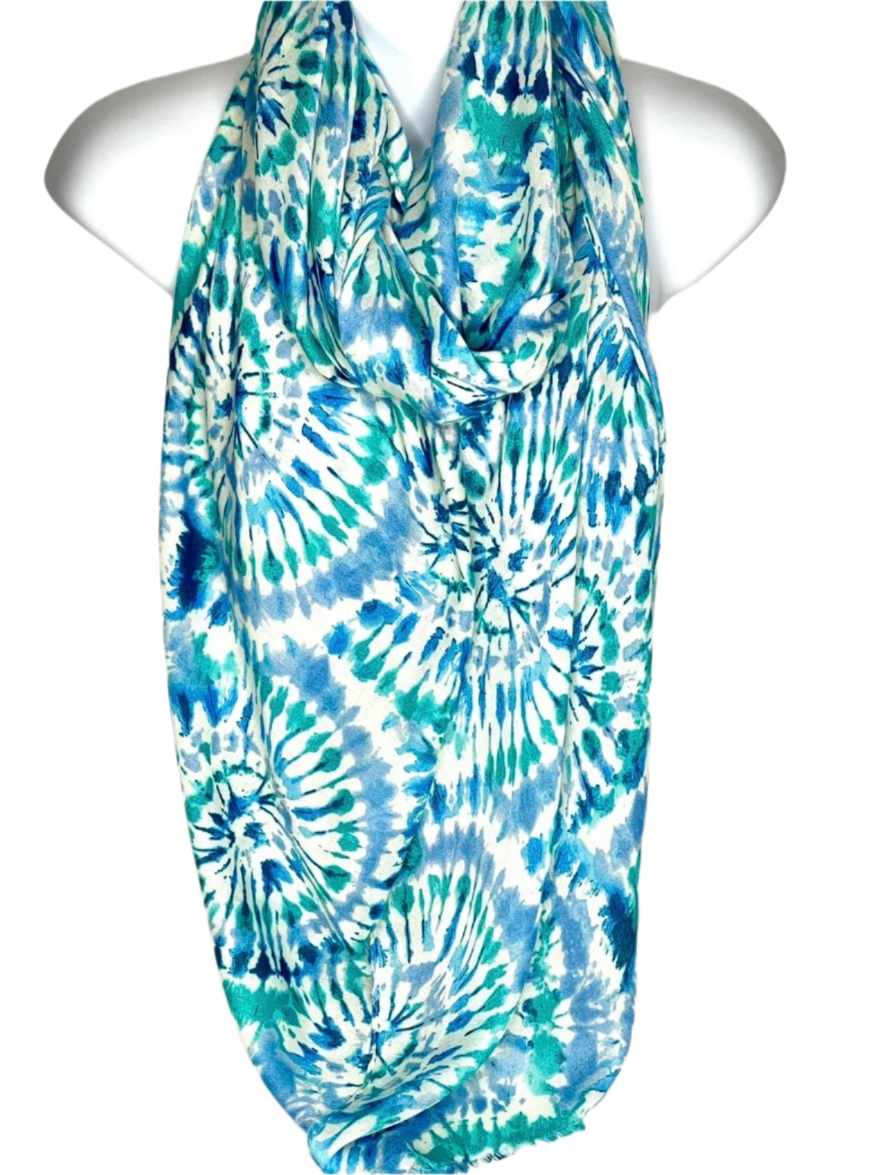 Mint and blue tie dye printed scarf