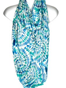 Mint and blue tie dye printed scarf