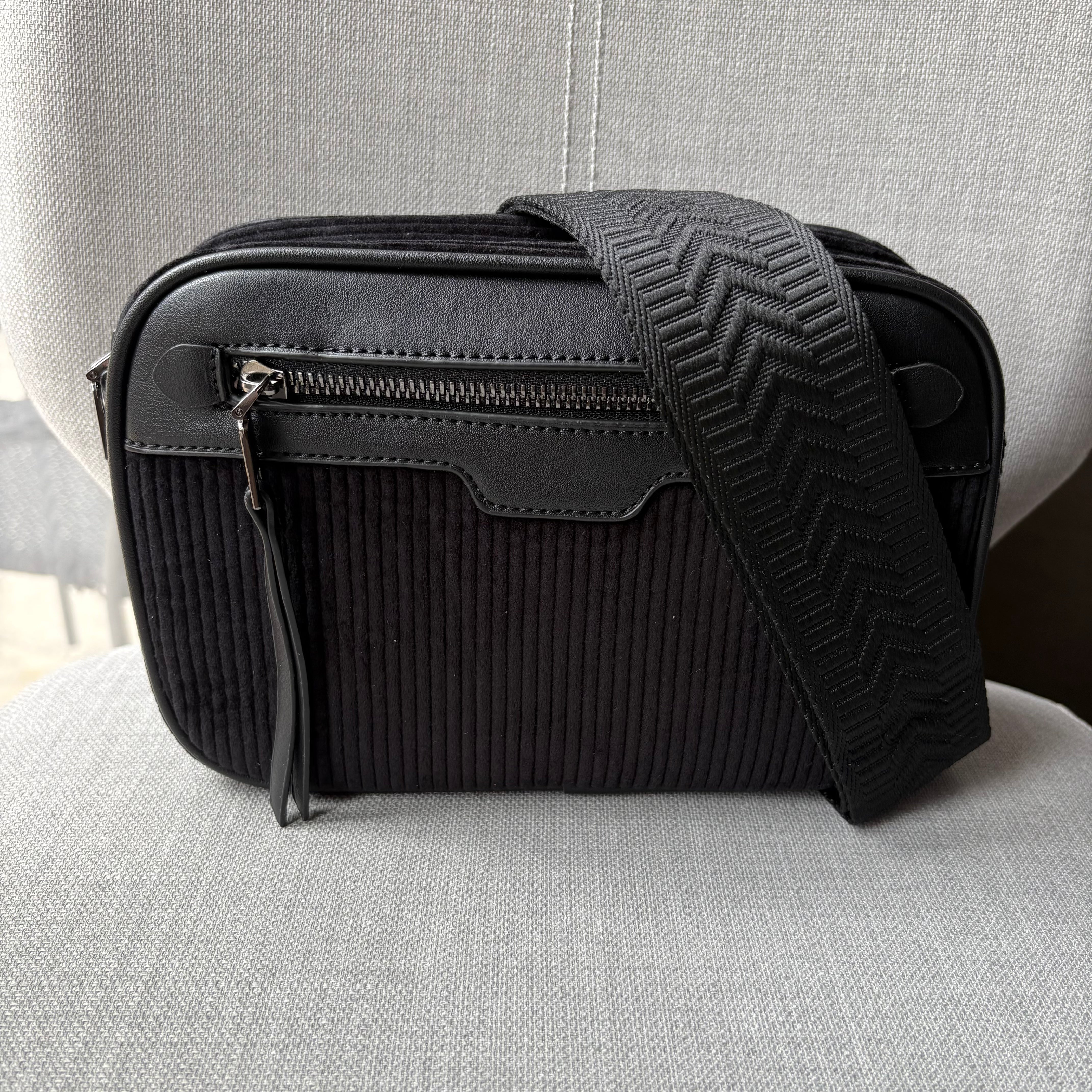 Soft corduroy crossbody camera bag - complete with fully adjustable matching shoulder strap