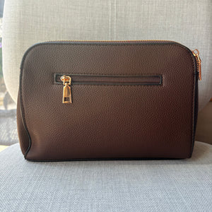 Two ring drop, three pocket crossbody bag - with matching shoulder strap - made from recycled materials