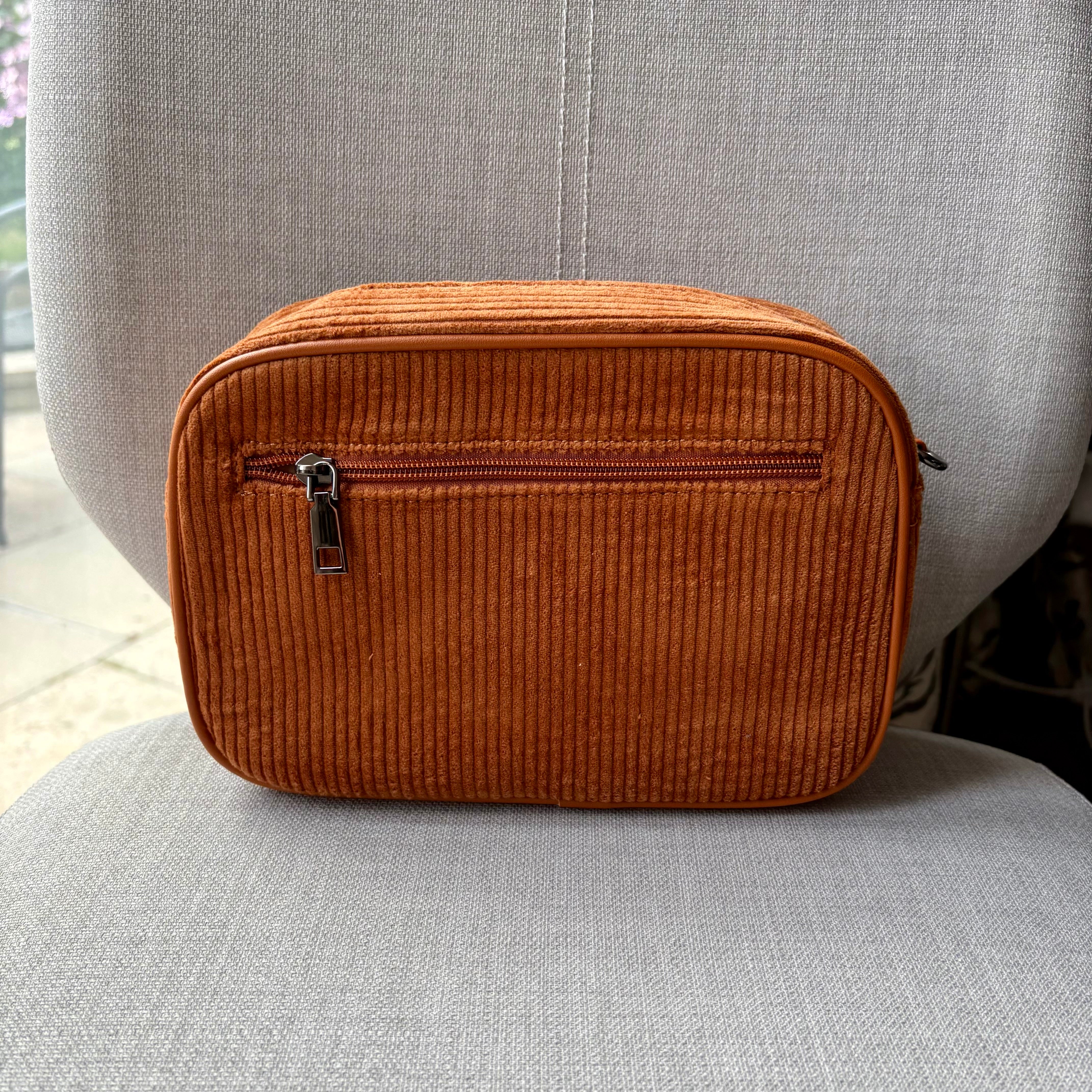 Soft corduroy crossbody camera bag - complete with fully adjustable matching shoulder strap