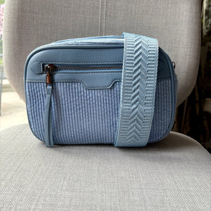 Soft corduroy crossbody camera bag - complete with fully adjustable matching shoulder strap