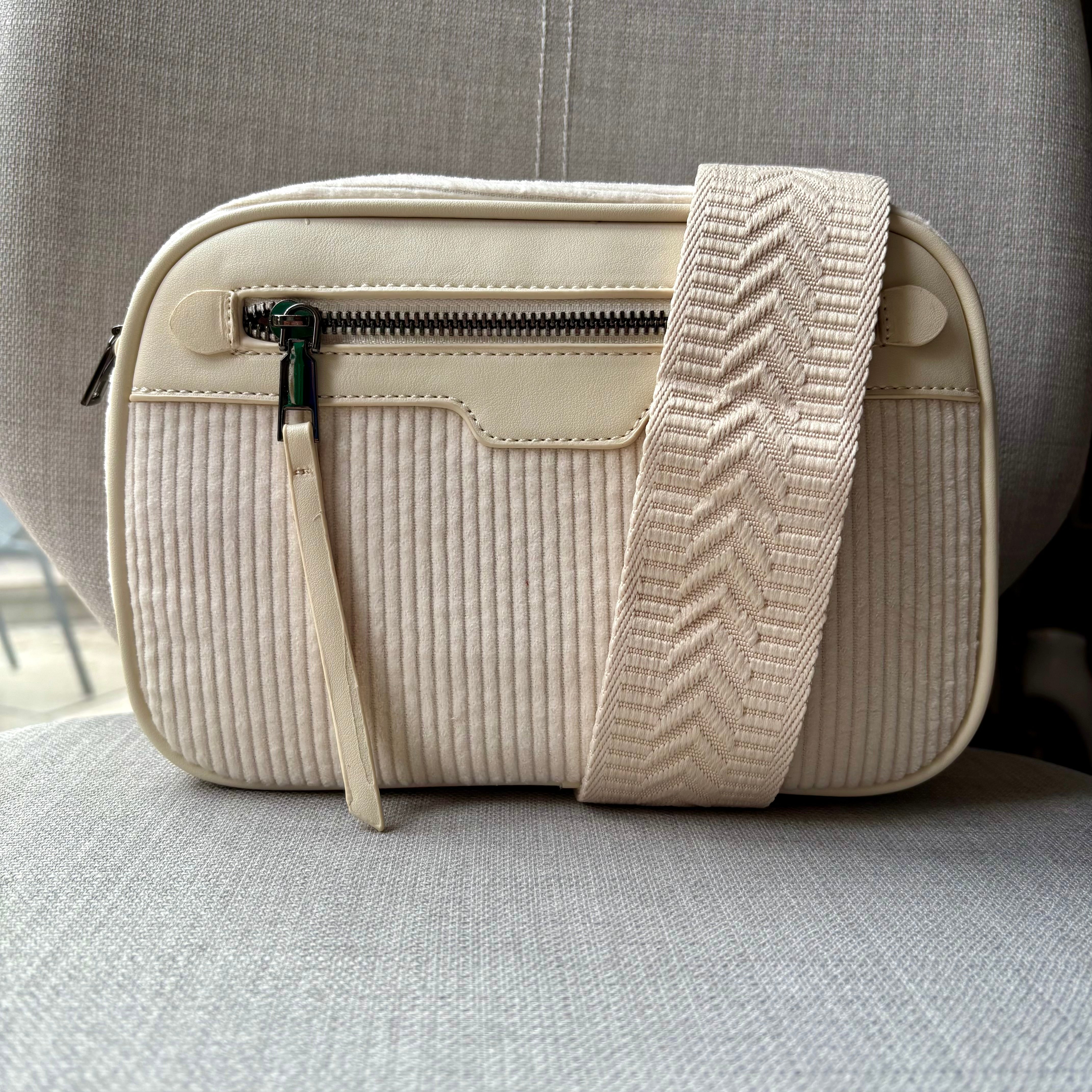 Soft corduroy crossbody camera bag - complete with fully adjustable matching shoulder strap