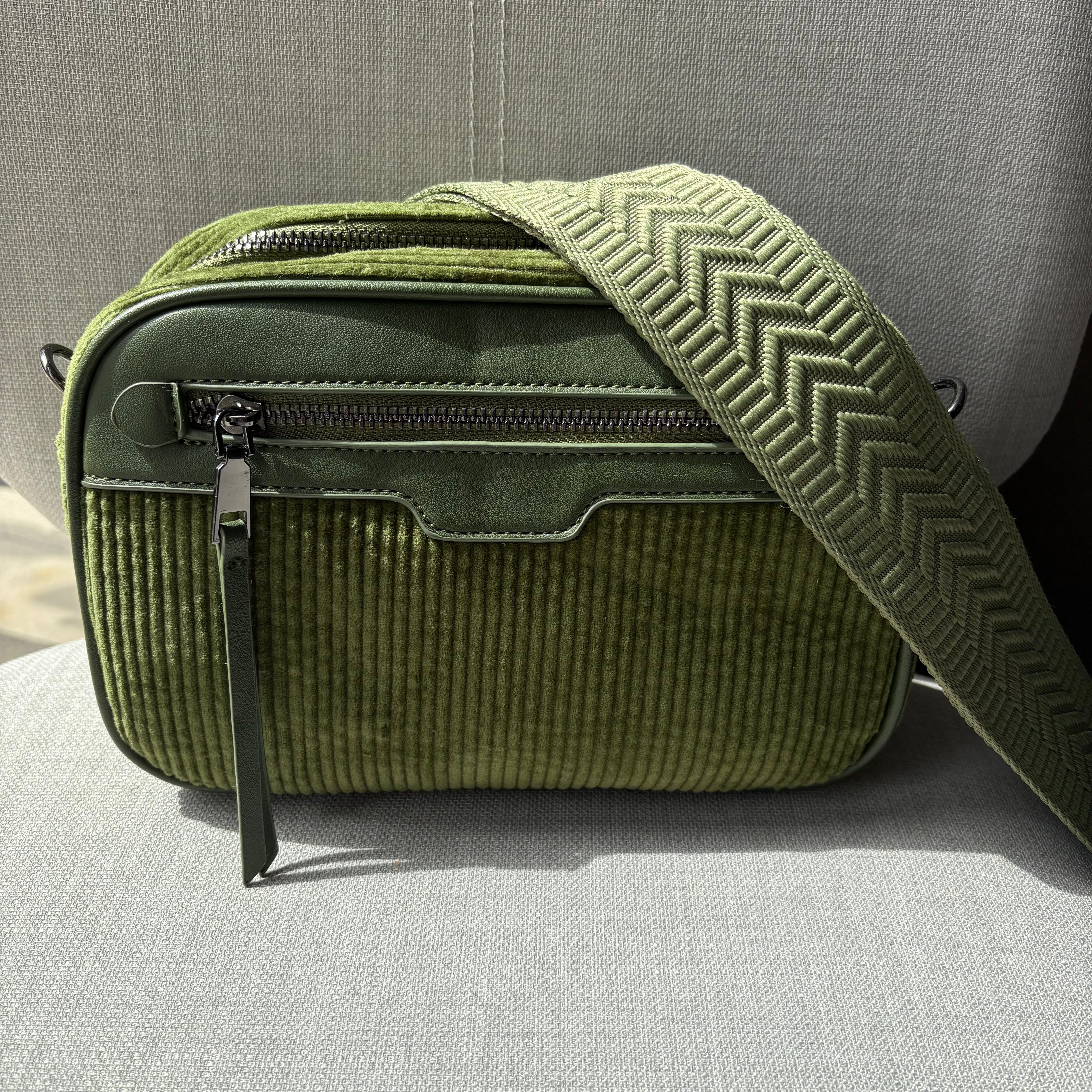 Soft corduroy crossbody camera bag - complete with fully adjustable matching shoulder strap