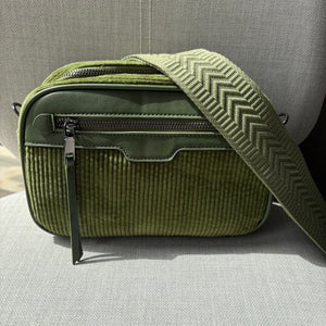 Soft corduroy crossbody camera bag - complete with fully adjustable matching shoulder strap