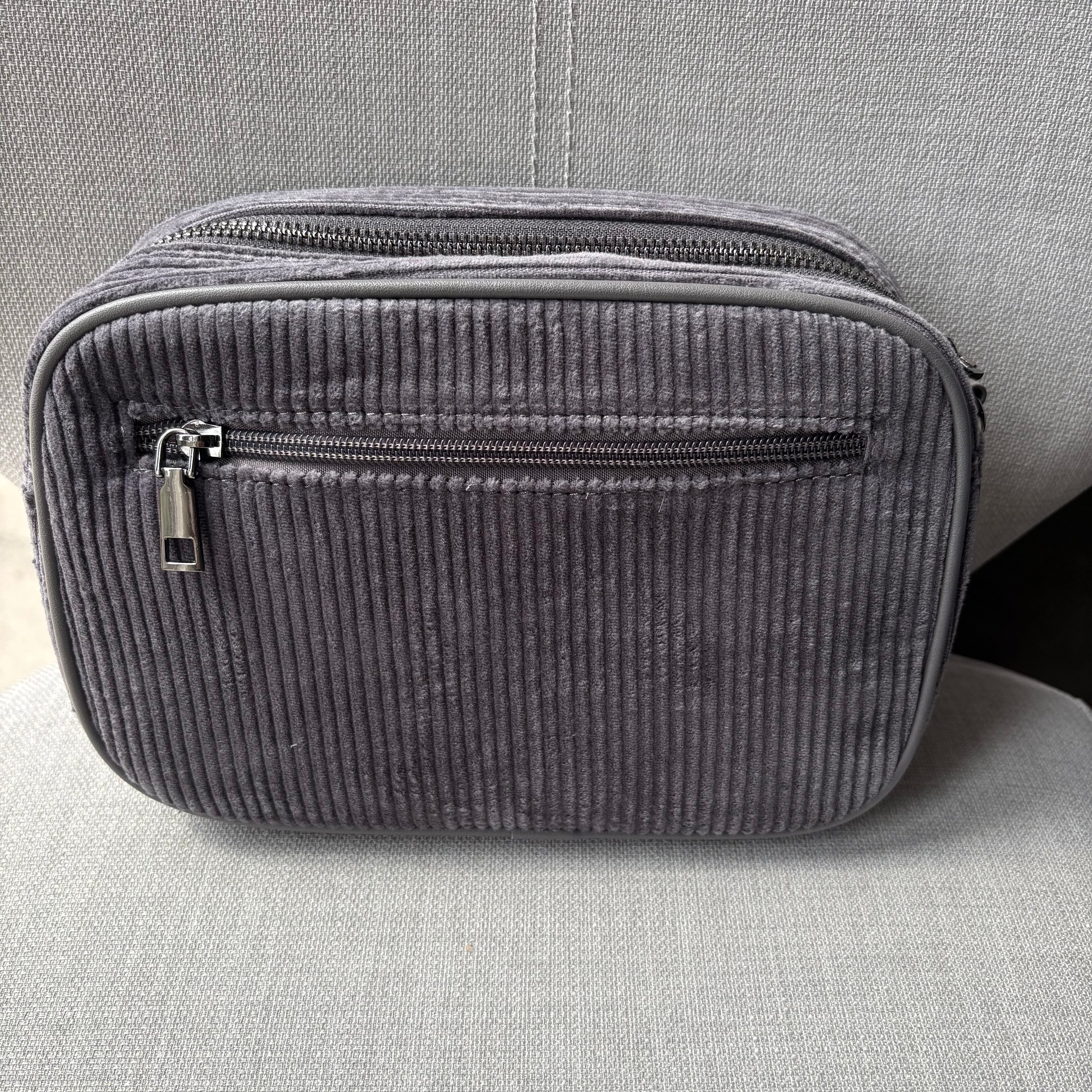 Soft corduroy crossbody camera bag - complete with fully adjustable matching shoulder strap