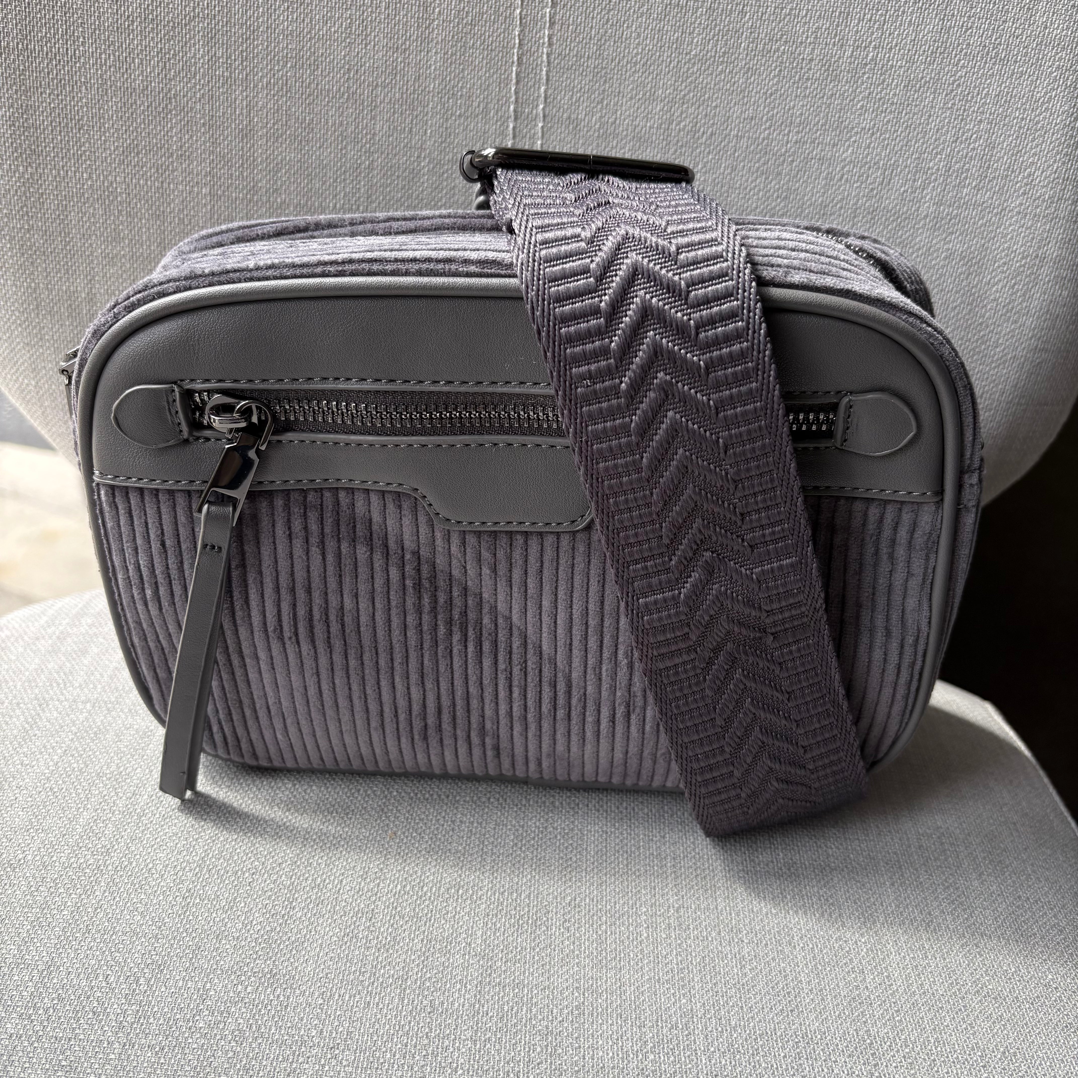 Soft corduroy crossbody camera bag - complete with fully adjustable matching shoulder strap