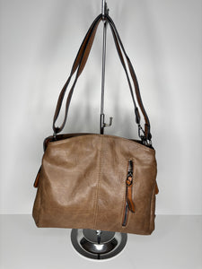 Dark taupe hand/shoulder bag - made from recycled water bottles - just like leather!