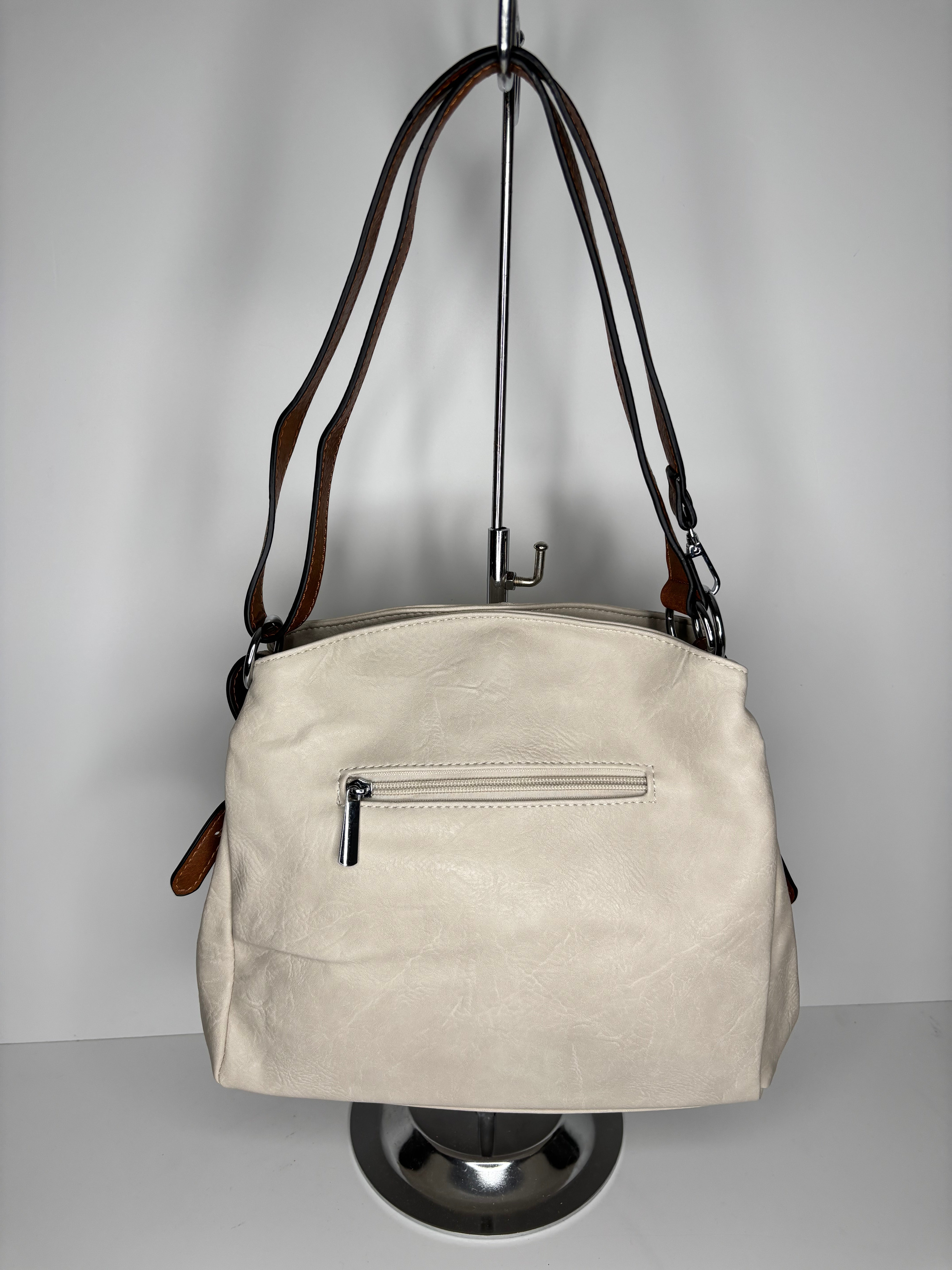 Cream hand/shoulder bag - made from recycled water bottles - just like leather!