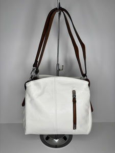 White hand/shoulder bag - made from recycled water bottles - just like leather!