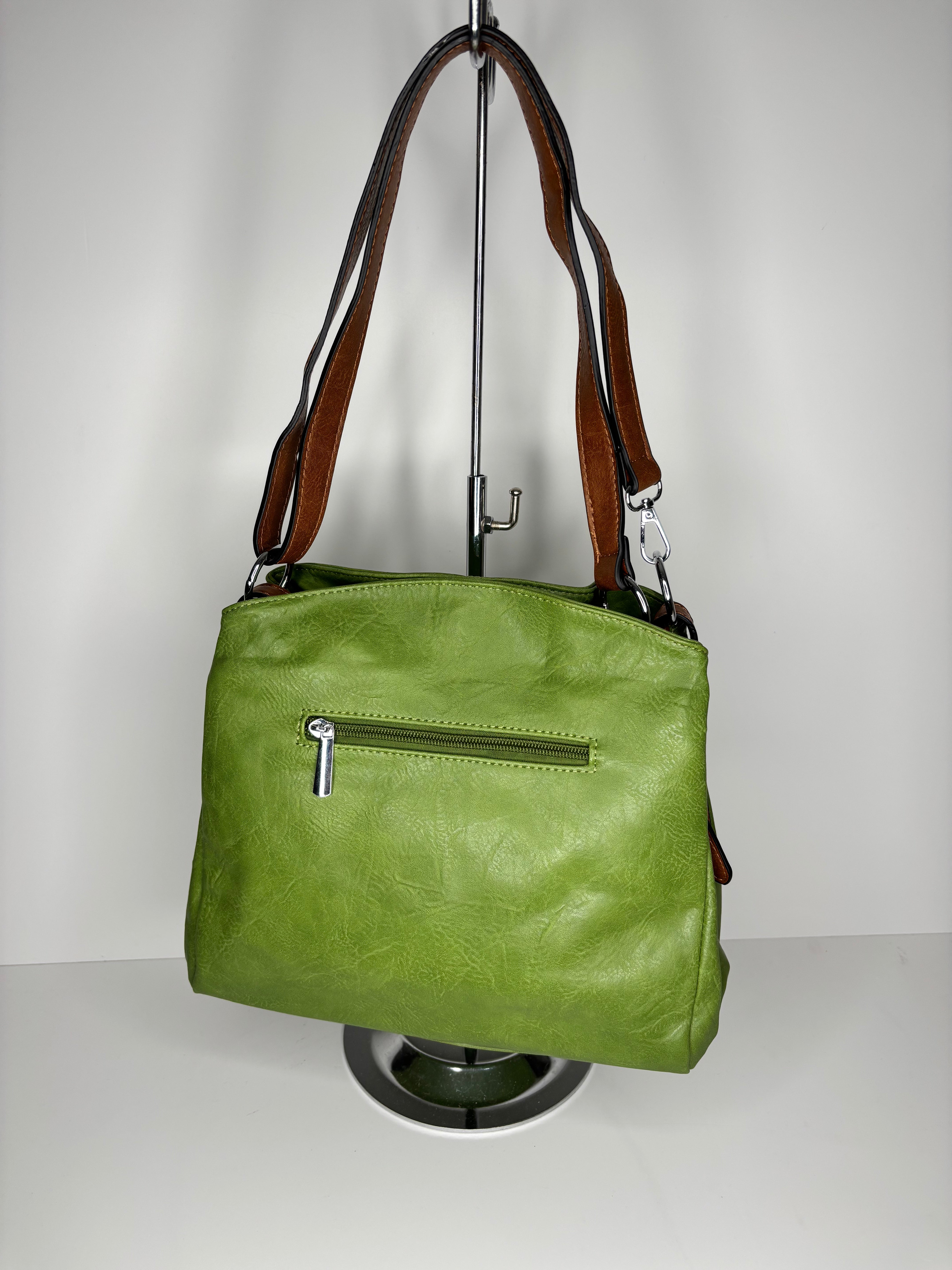 Apple green hand/shoulder bag - made from recycled water bottles - just like leather!