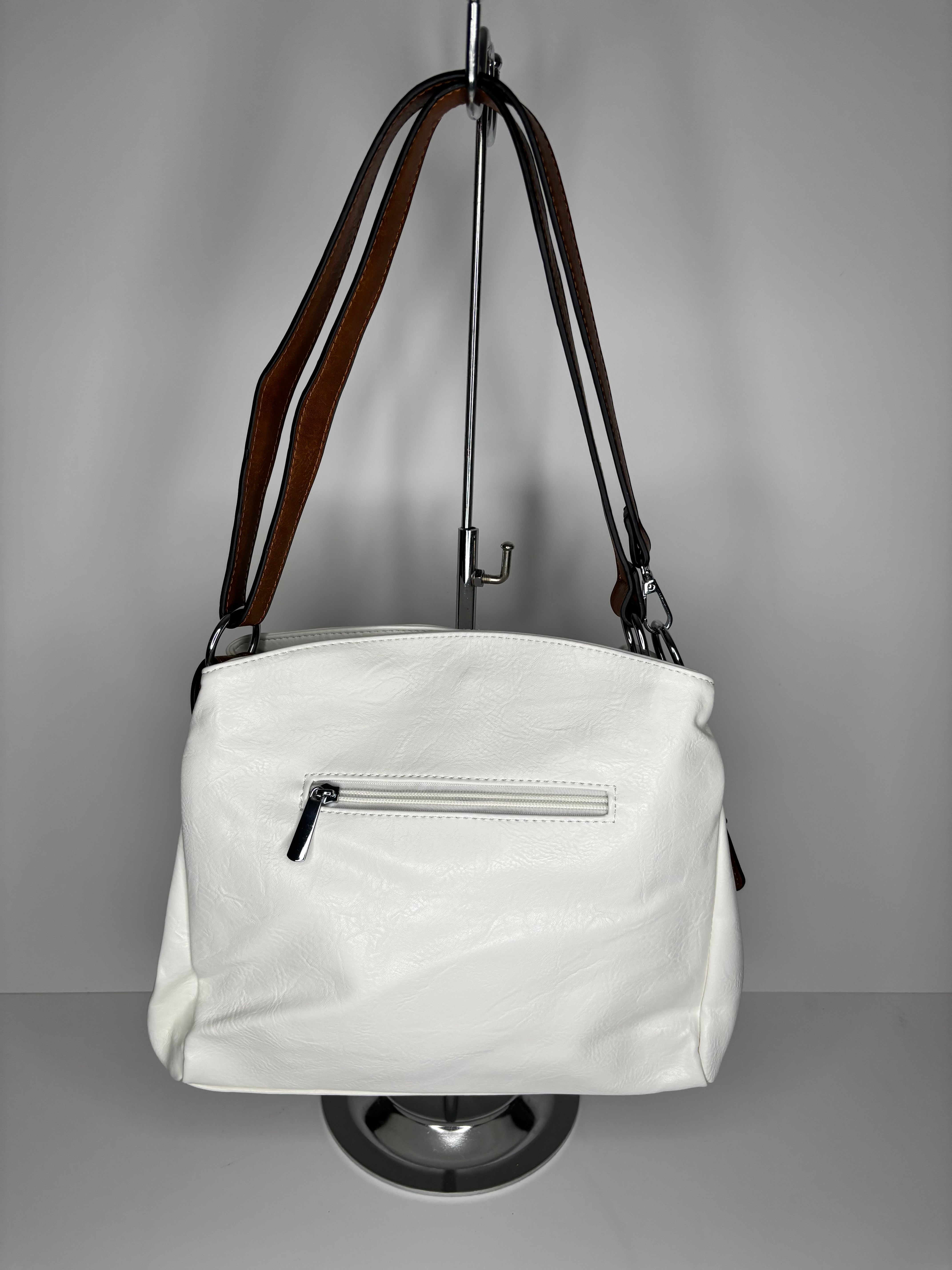 White hand/shoulder bag - made from recycled water bottles - just like leather!