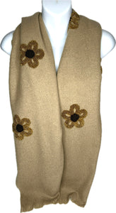 Super soft, embossed flower scarf in coffee