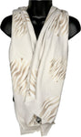 Super soft, winter white and taupe zebra print scarf
