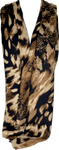 Super soft, wool-mix, camel, cream, brown and black animal print scarf