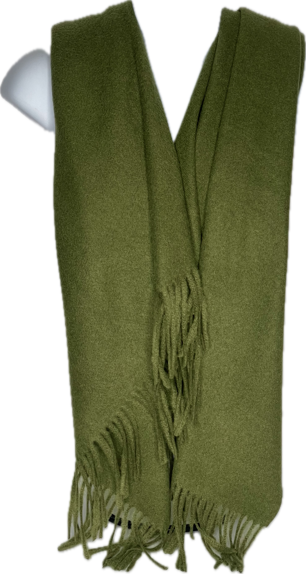Super soft, cashmere blend, plain tassel scarf in army green