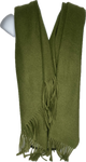 Super soft, cashmere blend, plain tassel scarf in army green