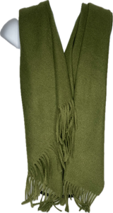 Super soft, cashmere blend, plain tassel scarf in army green