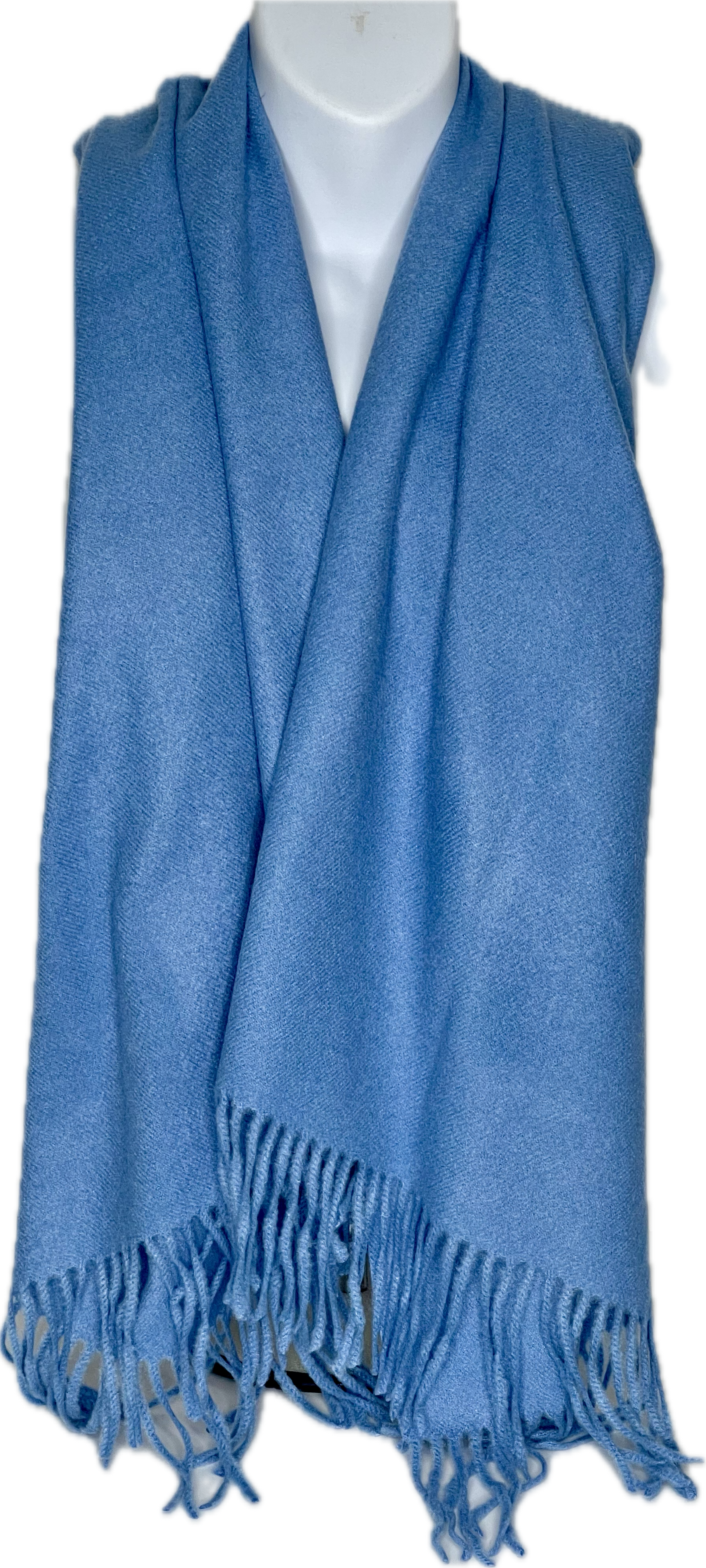 Super soft, cashmere blend, plain tassel scarf in cobalt blue