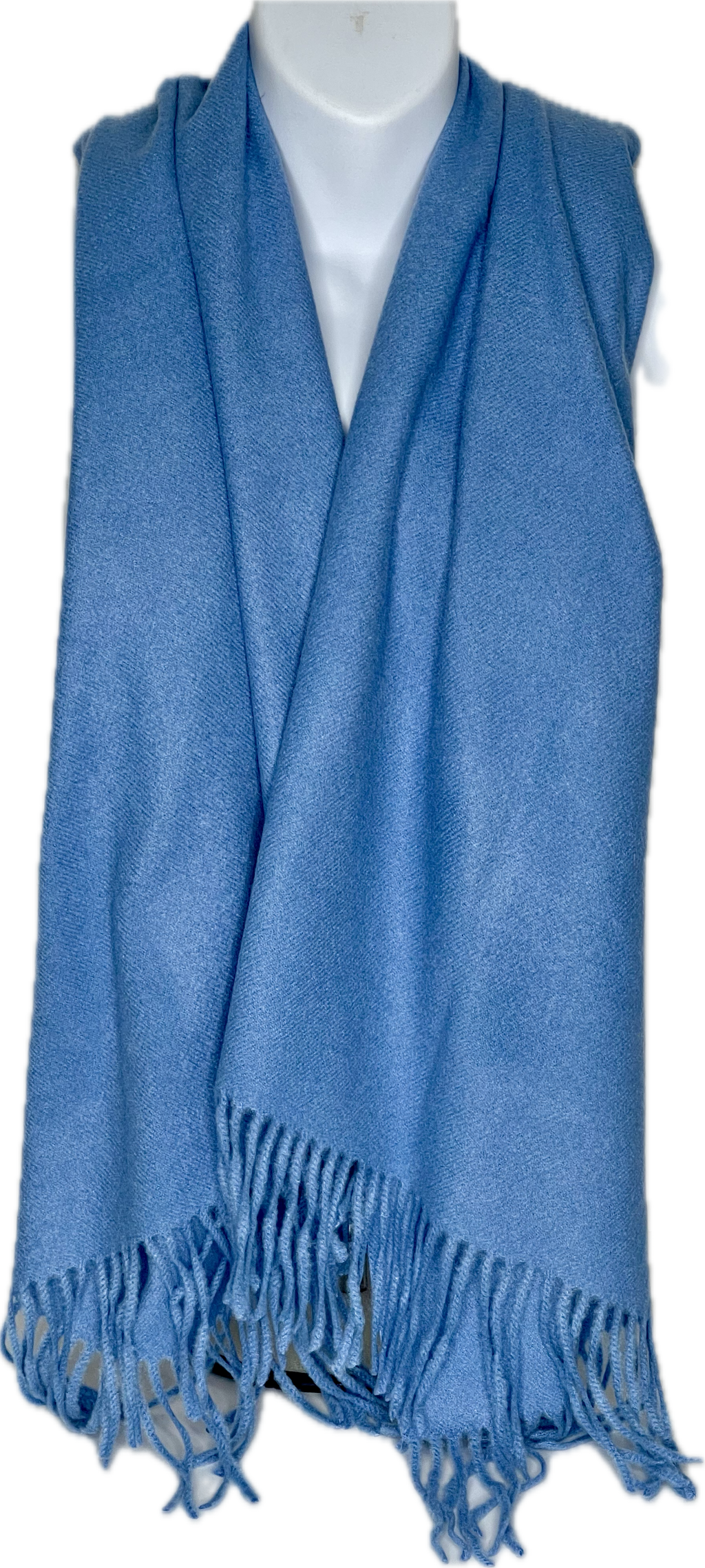 Super soft, cashmere blend, plain tassel scarf in cobalt blue