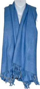 Super soft, cashmere blend, plain tassel scarf in cobalt blue