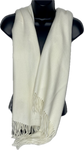 Super soft, cashmere blend, plain tassel scarf in winter white