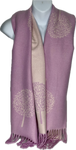 Super soft, cashmere blend, reversible tree of life print scarf in pink and cream