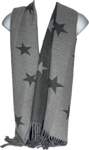 Super soft, cashmere blend, reversible light grey and dark grey star printed scarf