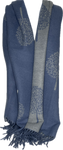 Super soft, cashmere blend, reversible tree of life print scarf in cobalt blue and grey