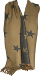 Super soft, cashmere blend, reversible grey and camel star printed scarf