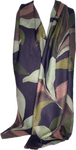 Super soft, navy, burgundy, green and pink leaf print scarf