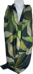 Super soft, navy, green and sage leaf print scarf
