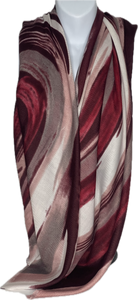 Super soft, wool-mix, red, grey, pink and winter white swirl print scarf