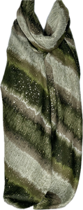 Khaki, olive and mushroom silver glitter print scarf
