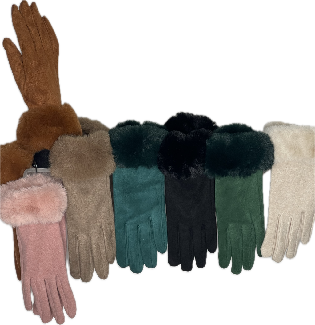 Fur cuff gloves