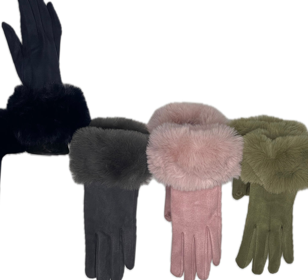 Deep fur cuff gloves