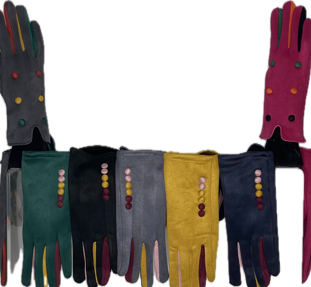 Coloured fingers and button gloves