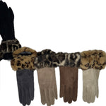 Animal print fur cuff gloves