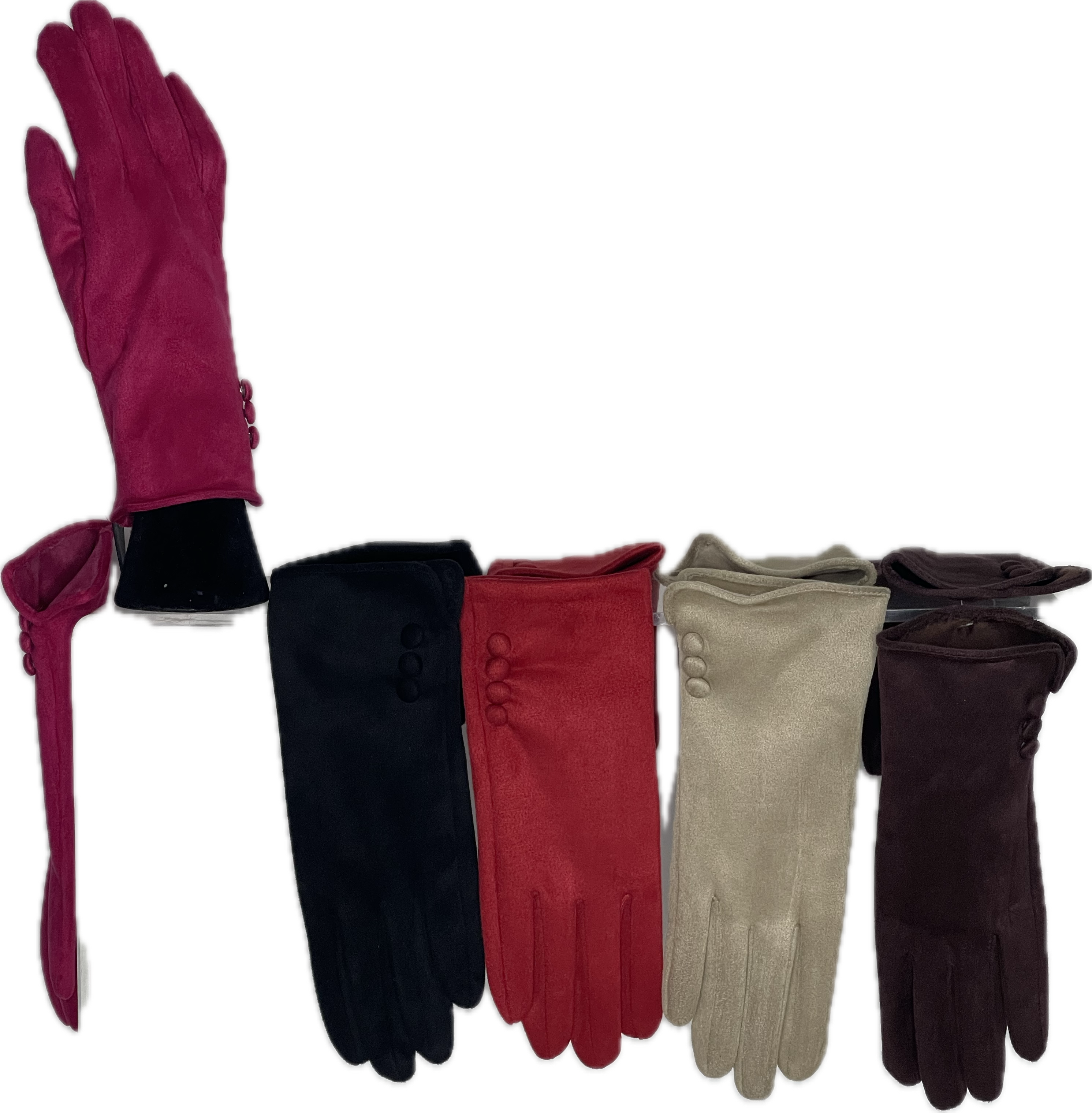 Plain side button detail gloves