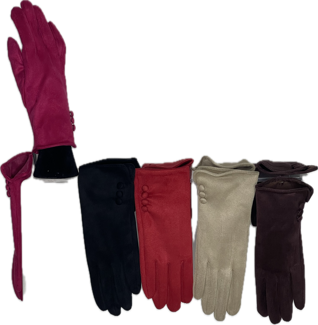 Plain side button detail gloves