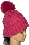 Super soft cable knit pom pom hat in fuchsia