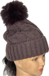 Super soft cable knit pom pom hat in chocolate brown