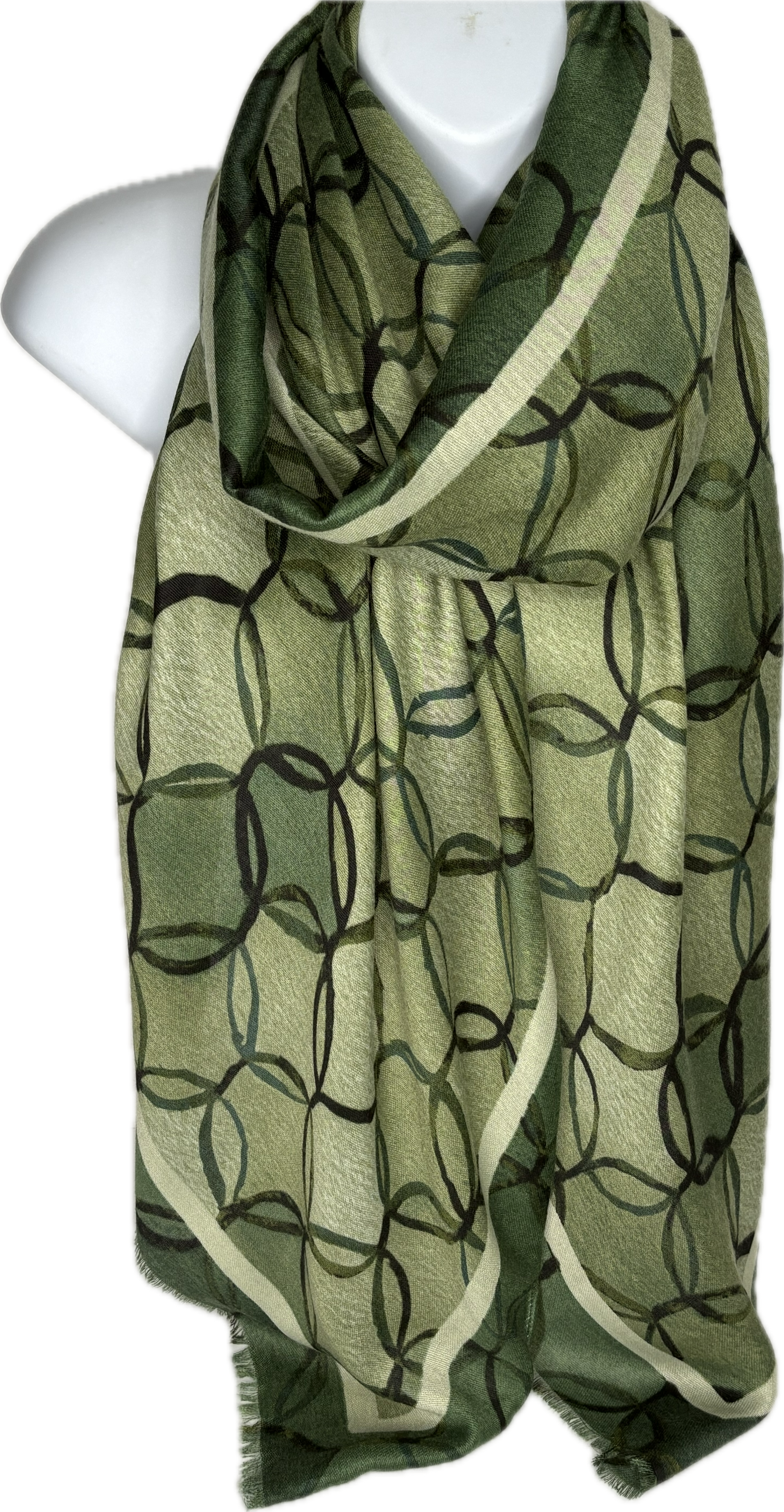Army and olive green ring printed scarf