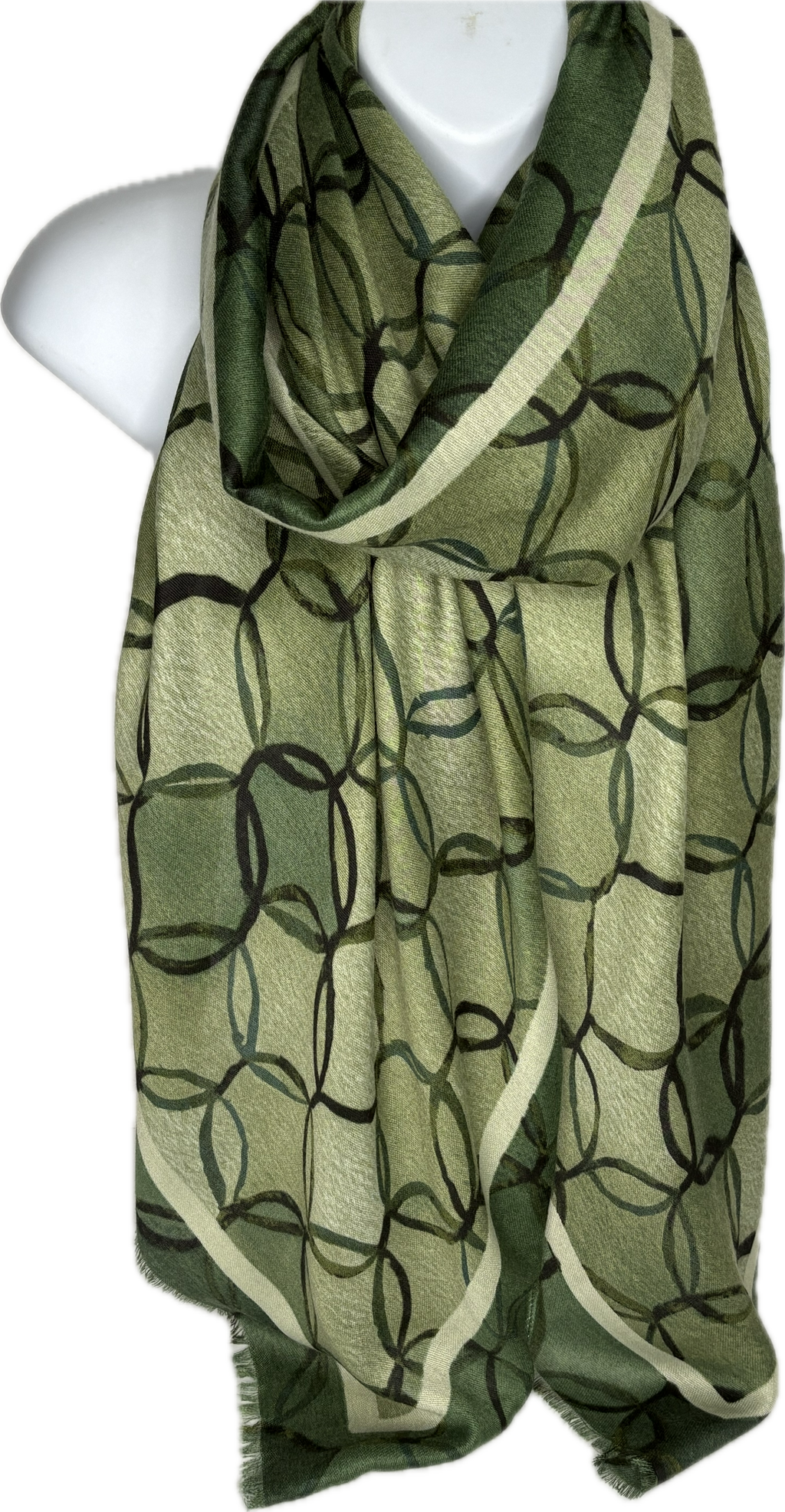 Army and olive green ring printed scarf