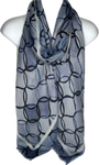 Mid-blue and grey ring printed scarf
