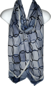 Mid-blue and grey ring printed scarf