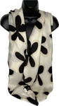 Black and cream floral outline print scarf