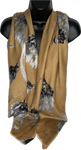 Camel, grey, black & gold foil thistle printed scarf