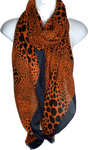 Orange, black and navy dot printed scarf
