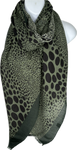 Army green and black dot printed scarf
